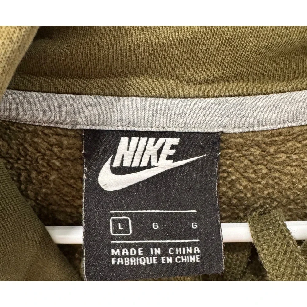 Nike Hoodie Mens Large Olive Green Orange Box Logo Pullover Gorpcore Streetwear
